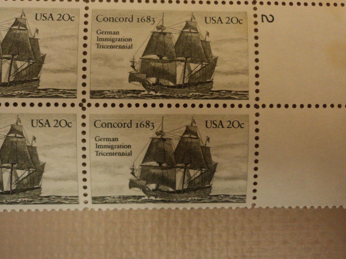 USPS 2040 20c 1983 Concord 1683 German Immigration Lot of 3 Mint NH