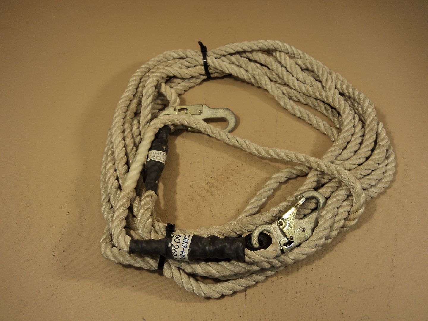 American Safety Line 50Foot Safety Line Rope 5/8Inch Two Clips