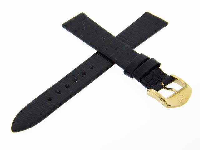 NEW Movado 16mm Black Genuine Lizard Leather Watch Band Strap
