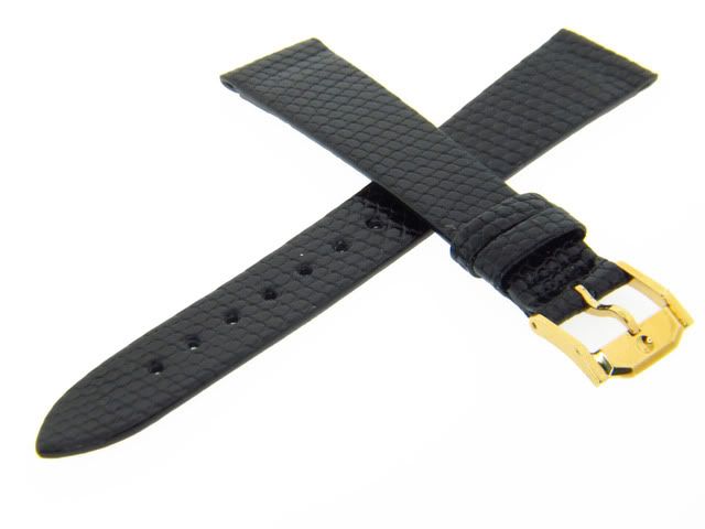 NEW Movado 18mm Black Genuine Lizard Leather Watch Band Strap