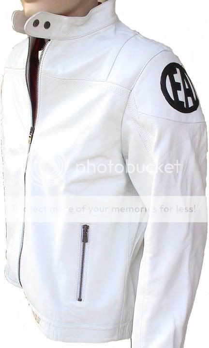 MEN WHITE LEATHER JACKET MOTOR BIKE S M L XL XXL BIKER  