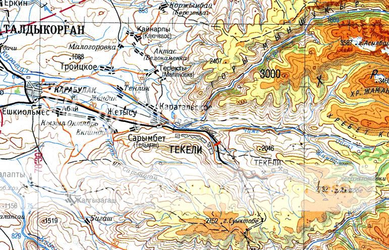 Карта области талдыкурганской области