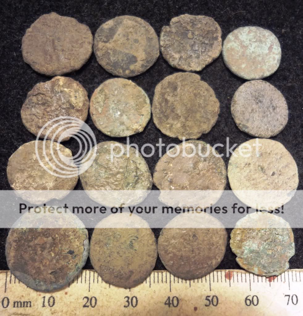 Lot of 16 Mid Sized Uncleaned Roman Coins AE3    17 21mm; 34.9grams 